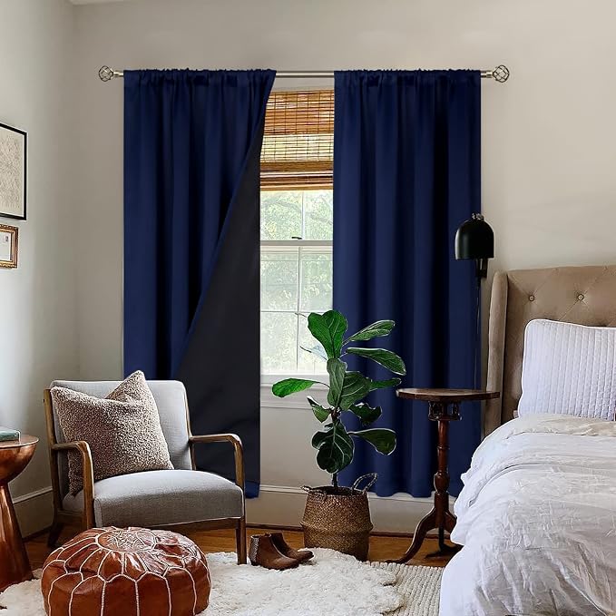 BGment Navy Blackout Curtains for Bedroom 84 Inch Length 2 Panels | Thermal - Image 2