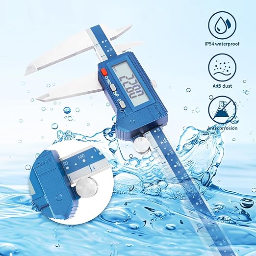 Dasqua Digital Caliper 12", IP54 Stainless Steel Water Resistant Caliper with Large LCD Display and Storage Case, Easy Switch Between Inch/Metric/Fraction, Accuracy 0.001'', Precision Measuring Tool