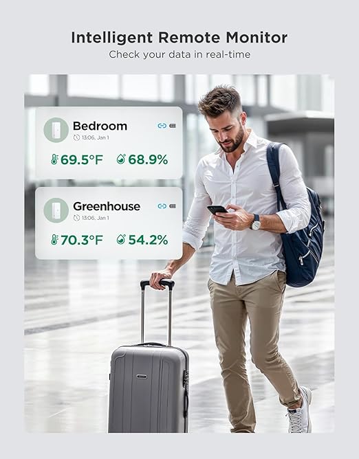 GoveeLife 2.0 WiFi Hygrometer Thermometer 3 Pack, Smart Humidity Temperature Sensor with App Notifications, Temperature Humidity for Bedroom, Wine Cellar, Basements(Only Support 2.4G Wi-Fi)