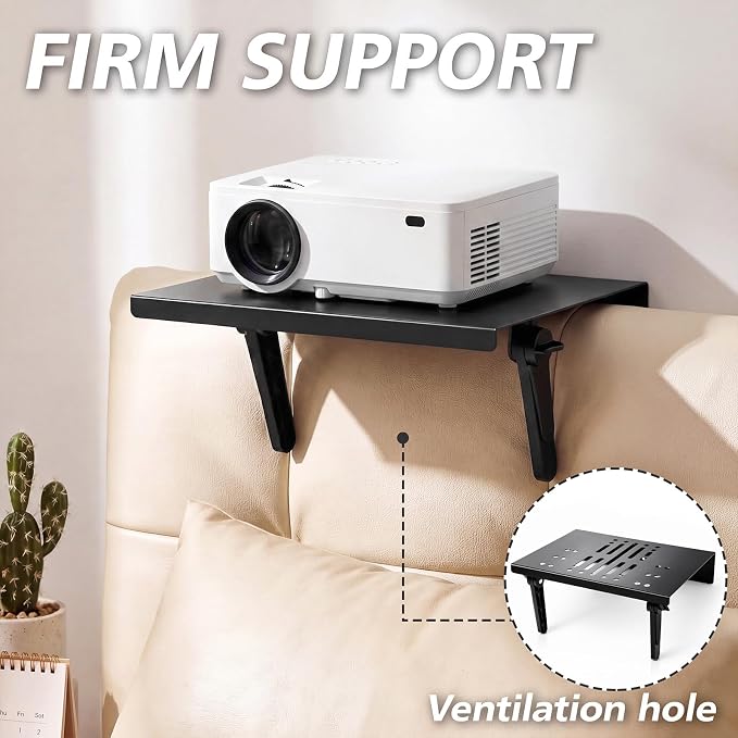 No Drill Metal Projector Shelf for Wall Mounted, 11.8 x 9.5 Inch Adjustable - Image 3