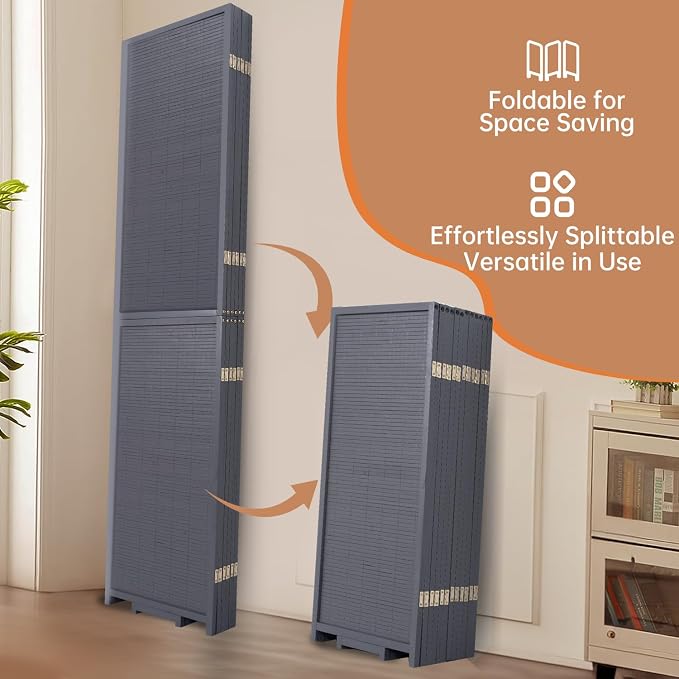 Room Divider Folding Privacy Screens, Hand-Made Natural Bamboo Room Dividers | - Image 4