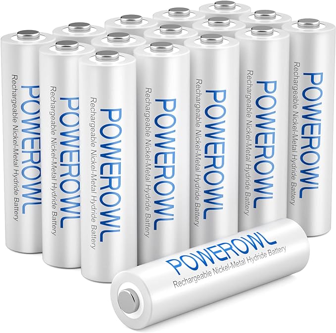 POWEROWL AAA Rechargeable Batteries High Capacity, Low Self Discharge HR03 Battery 1000mAh 1.2V NiMH, 16 Pack