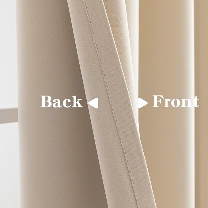 IGEMAEVE Blackout Curtains for Bedroom Grommets Beige 52" W x 84" L | Living - Image 4