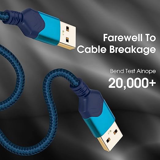 ROFICORD USB 3.0 Male to Male Cable, USB A to USB A High Speed Data Cord Compatible with Hard Disk Drive/Laptop Cooler/Set-top Box/DVD Player/TV/Camera and More (2 FT, Black)