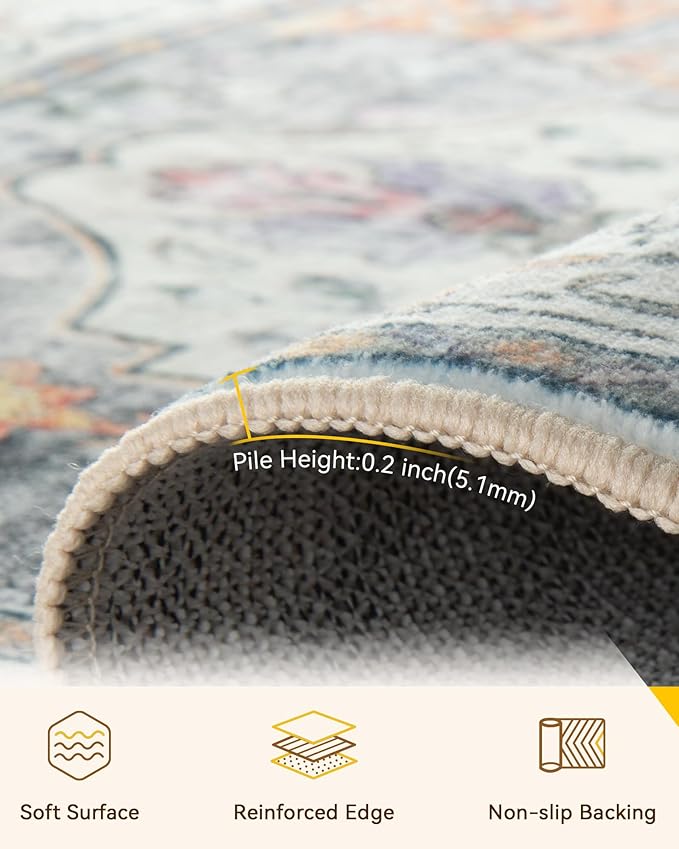 RELEANY Washable Area Rug, Large 9'x12', Water Repellent, Pet Friendly - Image 4