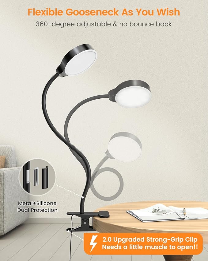 Glocusent 5W Desk Lamp with Remote, 3 Colors & 5 Brightness Reading Lights | - Image 6