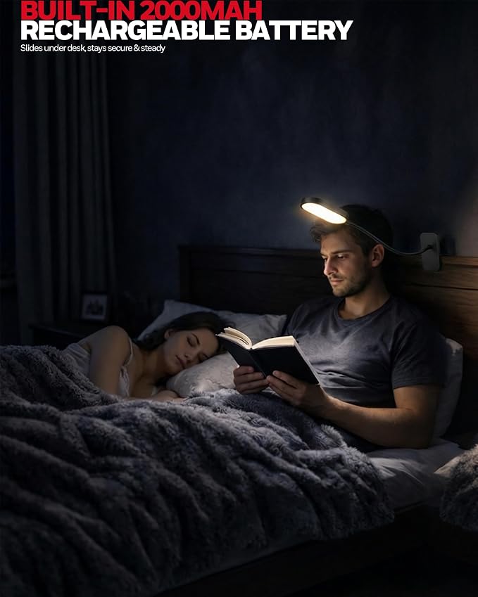 Honeywell Clip On Reading Light, Rechargeable Gooseneck CRI95 4000K Dimming | - Image 2