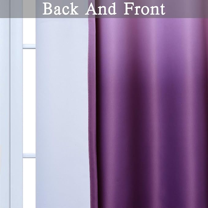 SimpleHome Ombre Gradient Purple White to Gray Curtains - Image 5