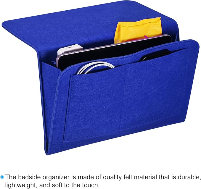 PATIKIL 13in Bedside Caddy, Bed Caddy Bedside Organizer Hanging 5 Pocket Soft - Image 4