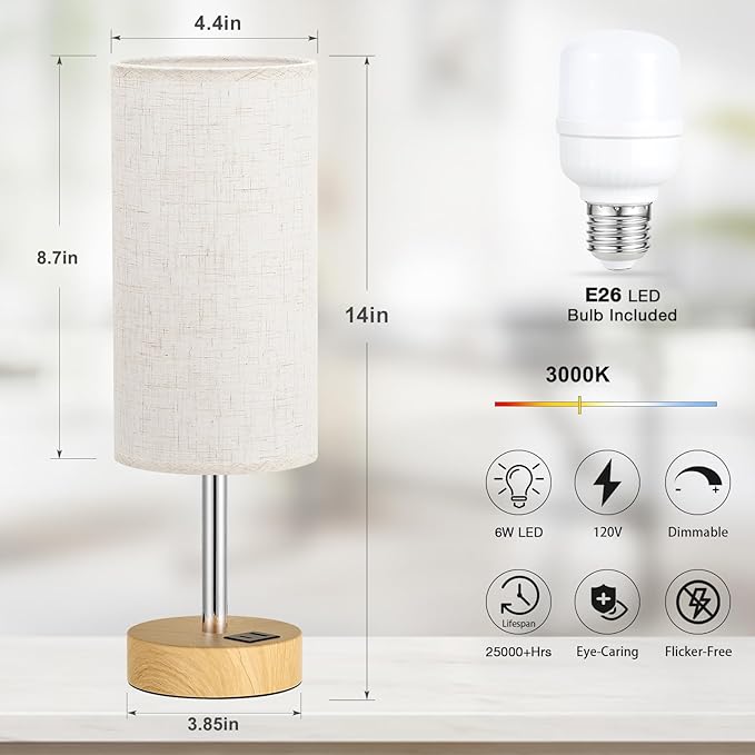 Dicoool Bedside Table Lamp for Bedroom - Image 5