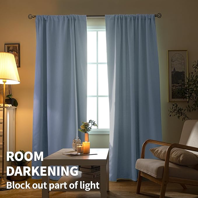 BGment Light Blue Room Darkening Curtains 45 Inches Long - Image 2
