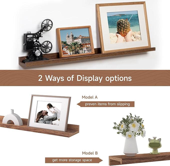 Fun Memories Picture Ledge Shelf, 32 Inch Floating Shelves Set of 2, Large - Image 6