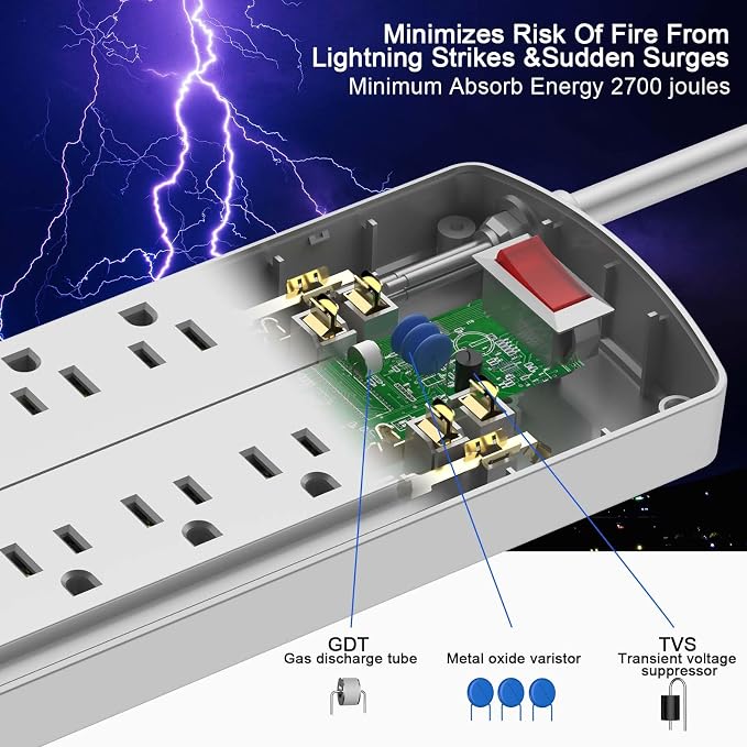 ALESTOR 6 Ft Surge Protector Power Strip - Image 5