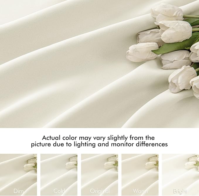 MIULEE Cream Back Tab Blackout Curtains 52x72 Inches Long 2 Panels Set | Rod - Image 8