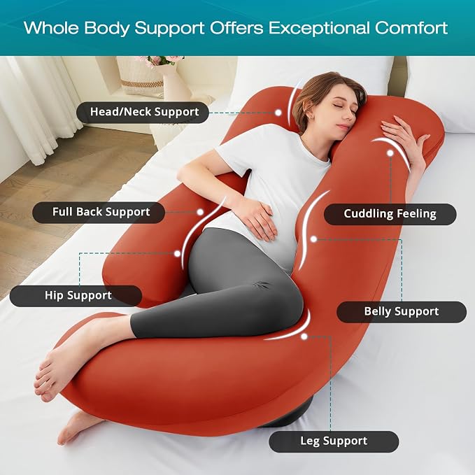 Cooling Pregnancy Pillows for Sleeping, Down Alternative, Removable Cover - Image 2