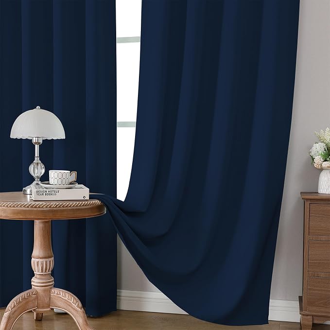 CUCRAF Navy Blue Blackout Curtains Customize, Rod Pocket Room Darkening Curtain - Image 5