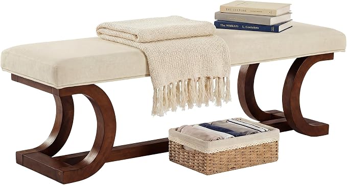48-Inch Upholstered Bench, Solid Wood Entryway Bench - Image 9