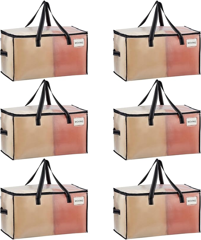 VENO Moving Bags, Storage Bags, Wide Open Top, 6 Pack | Moving boxes Alternative by Veno