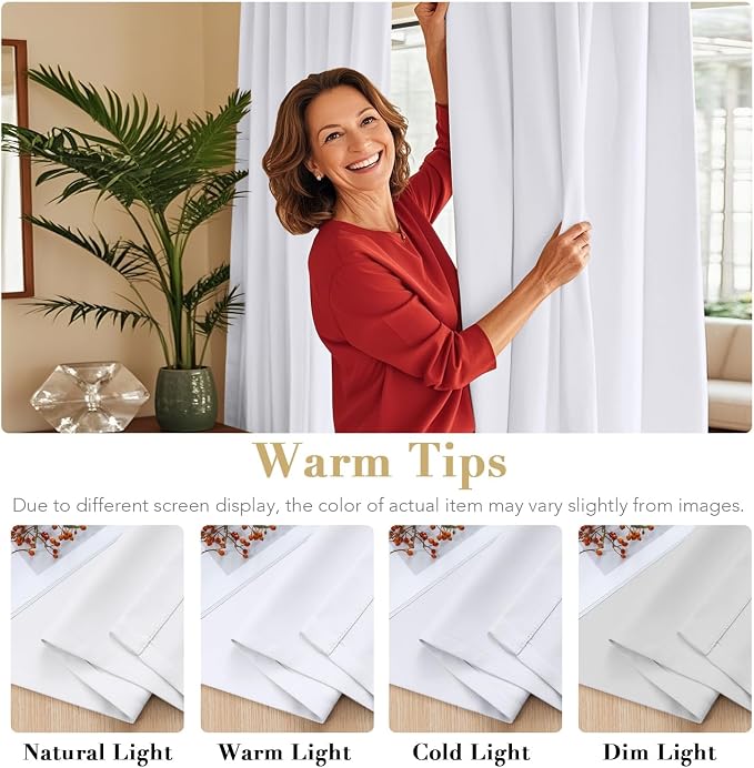 H.VERSAILTEX Back Tab White Curtains 102 Inch Long - Image 3