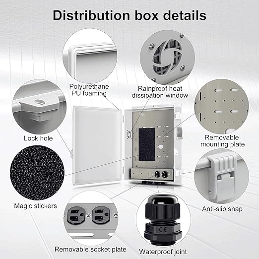 Namunanee Outdoor Electrical Junction Box with High Power Outlet, ABS Water Resistant Enclosure with Internal Mounting Panel & Hinged Cover (16" H* 12" L* 4" W)