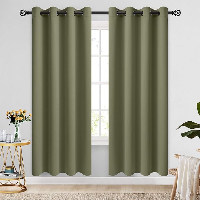 COSVIYA Grommet Blackout Room Darkening Sage Curtains 72 inch Length | Thick by COSVIYA