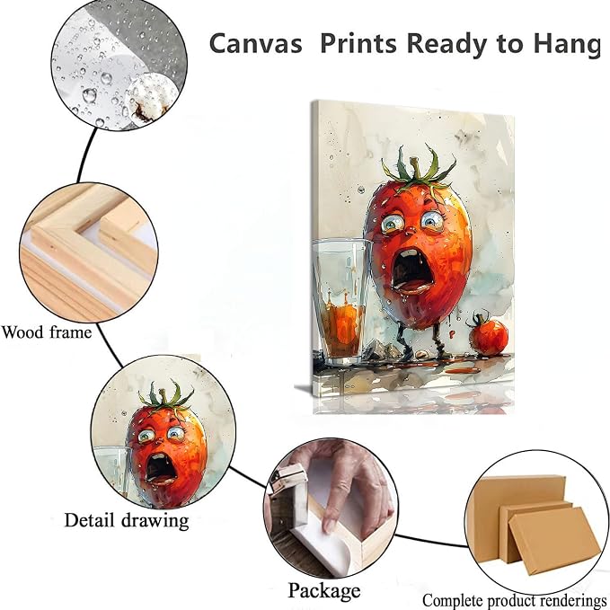 OIQArtOIQ Funny Kitchen Wall Art, Weird Kitchen Wall Decor, Vegetable Paintings - Image 7