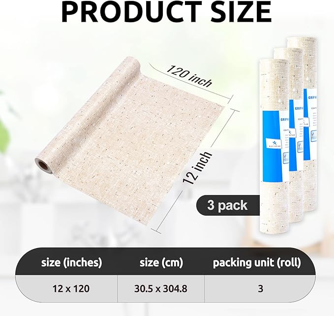 RAY STAR 12X120 Inch Shelf Liner for Kitchen Cabinets, Non-Adhesive Cabinet Liner Washable, PVC Drawer Liner for Dresser Non-Slip Bathroom (Yellow)(3 Roll)