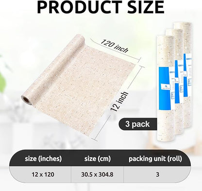 RAY STAR 12X120 Inch Shelf Liner for Kitchen Cabinets, Non-Adhesive Cabinet Liner Washable, PVC Drawer Liner for Dresser Non-Slip Bathroom (Yellow)(3 Roll)