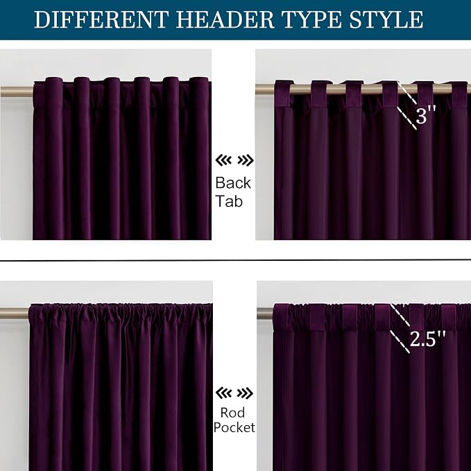 PRIMROSE Purple Velvet Curtains 84 inch Long - Image 2