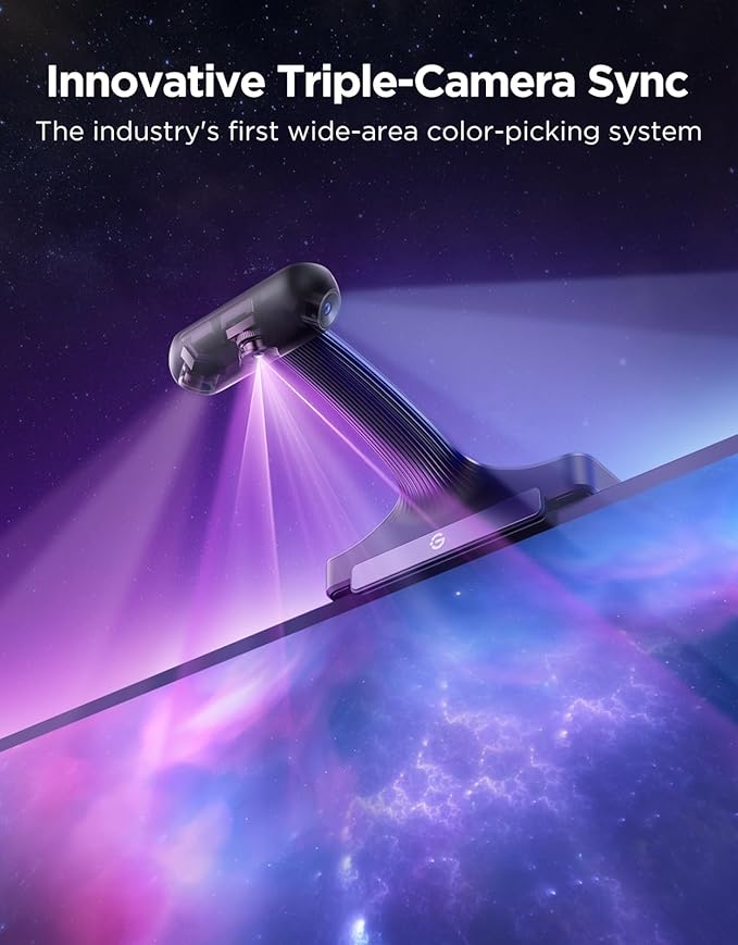 Govee TV Backlight 3 Pro with HDR Triple Camera, 11.8ft 5-in-1 RGBWWIC LED Strip Lights That Change with 55-65 Inch TVs, 75LEDs/m, Supports AI Filter, Smart App and Voice Control, DreamView Sync
