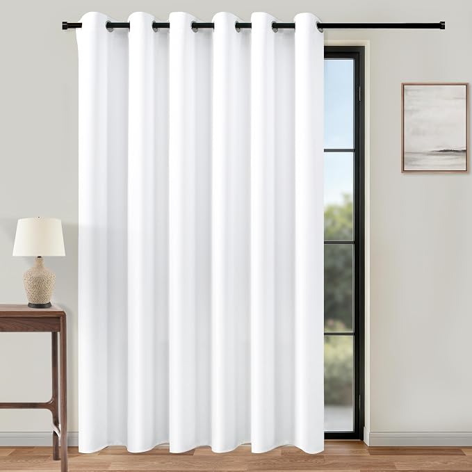 KOUFALL 84 x 96 Inches Long White Curtains, Semi Blackout Extra Wide Living by KOUFALL