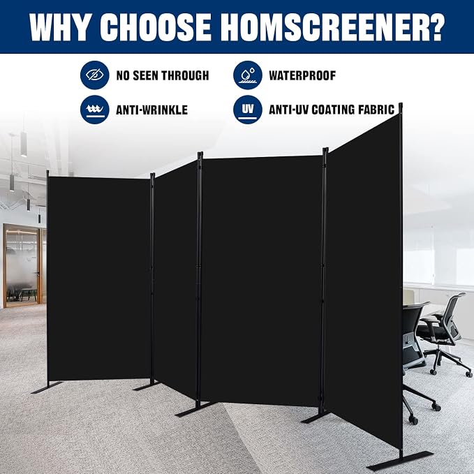 Room Divider 4 Panel-136''Wide, 6FT Room Dividers and Folding Privacy Screen | - Image 2