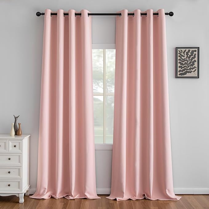 IGEMAEVE Blackout Curtains for Bedroom Grommets Gossamer Pink 52" W x 96" L | by IGEMAEVE