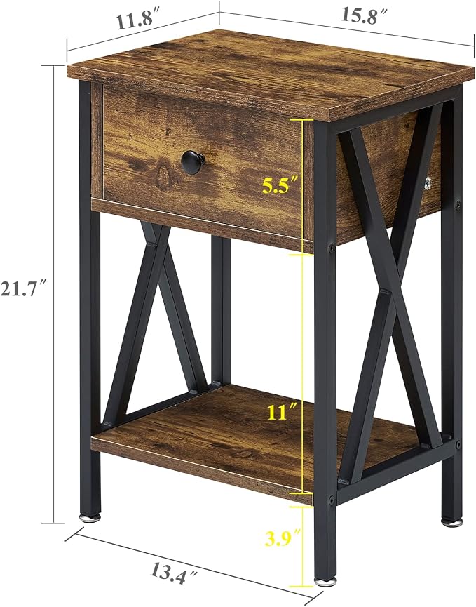 VECELO Nightstand, Modern Bedside End Table, Night Stand - Image 3
