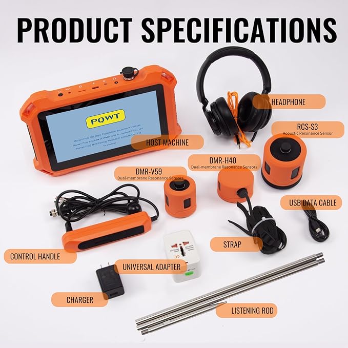 PQWT Underground Water Leak Detectors for Home and Outdoor PQ125C Wall Pipe Water Leakage Detection with Touchscreen Earphone and Carrying Case Multi Sensor Acoustic Pipeline Sound Intensifier