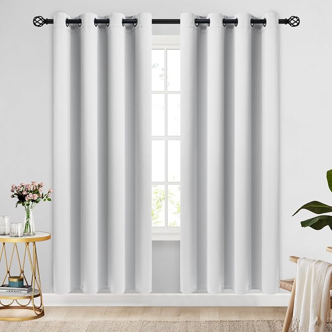 COSVIYA Grommet Blackout Room Darkening Pure White Curtains 72 inch Length | by COSVIYA