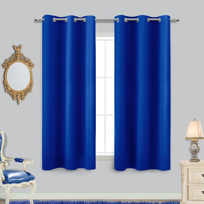 KOUFALL Blue Christmas Short Curtains by KOUFALL