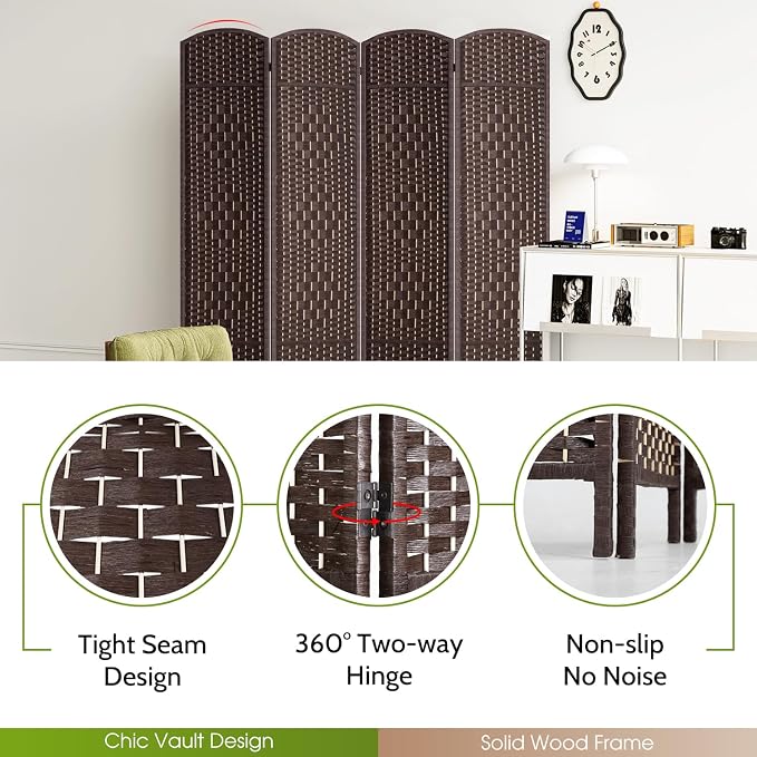 FDW | 4-Panel Folding Room Divider | 6ft, Living Room - Image 4