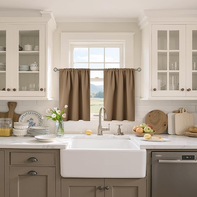 BGment Taupe Blackout Kitchen Curtains 36 Inches Length by BGment