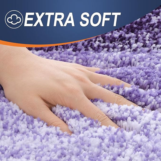 OLANLY Bathroom Runner Rugs 47x17, Extra Soft Absorbent Microfiber Bath Rugs, Rubber Backing, Quick Dry, Machine Washable Bath Mats for Bathroom Floor, Tub and Shower, Home Decor Accessories, Violet
