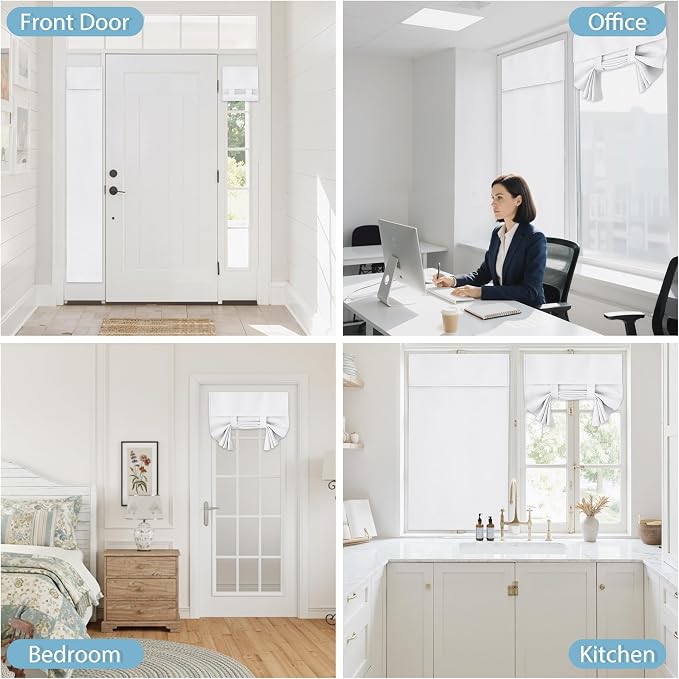 RYB HOME White Curtain for Door Window Short Room Darkening Curtain | Self - Image 9