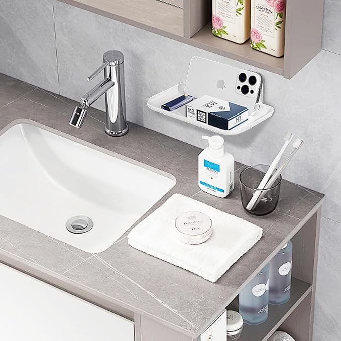 2Pcs Foldable Floating Shelves for Wall, No Drill Adhesive Shelves – for - Image 2