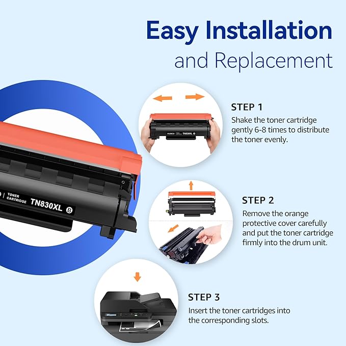 Valinkso TN830XL Toner for Brother Printer 4 Pack Compatible for Brother TN830 TN-830XL TN830XL/V/R for HL-L2460DW DCP-L2640DW MFC-L2820DW HL-L2405W MFC-L2807DW MFC-L2900DW Printers (Black)