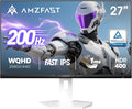 Amzfast 27 inch 1440P 200Hz/180Hz White Gaming Monitor, 2K QHD (2560 ×1440),MPRT 1ms Fast IPS | HDR400 & TÜV Rheinland Eye Care & 12 Months Exchange (HDMI & DP Cable)