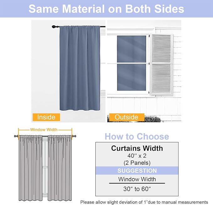 Simplebrand Ava Denim Blue Short 36 Inches Blackout Curtain 2 Panels Set - Image 8