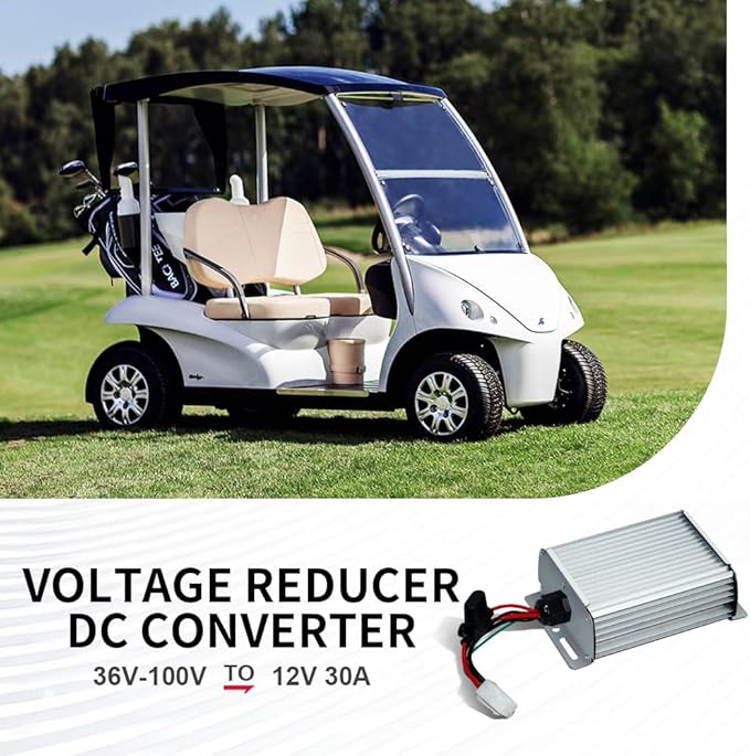 DC-DC 96V 84V 72V 60V 48V 36V to 12V 30A 360W Step Down Converter Voltage Reducer Regulator with Fuse for Golf Carts, Headlights, Taillights, Solar Panels and Radios