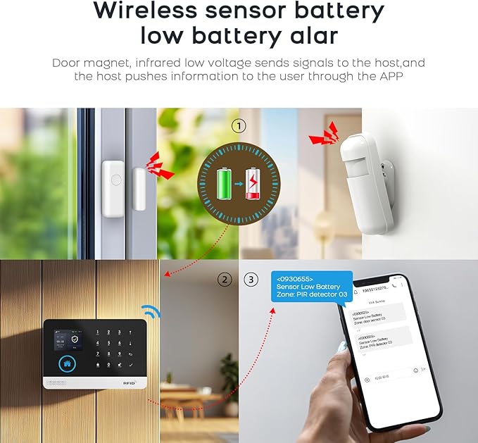 PGST 12 PCS Home Security Systems with LCD Touch Screen,Wireless GSM 4G Burglar Door Open Alarm Systems,120dB Loud Siren,Phone App Control for Villa,Apartment,Home Pets,Kids Safety