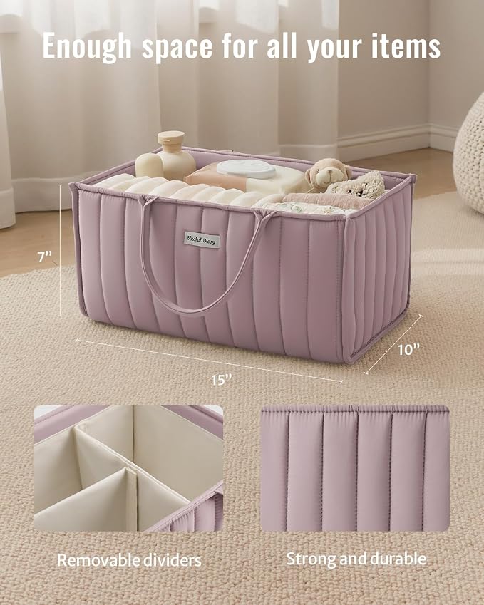 Blissful Diary Baby Diaper Caddy Organizer, Stylish Storage Basket - Image 3