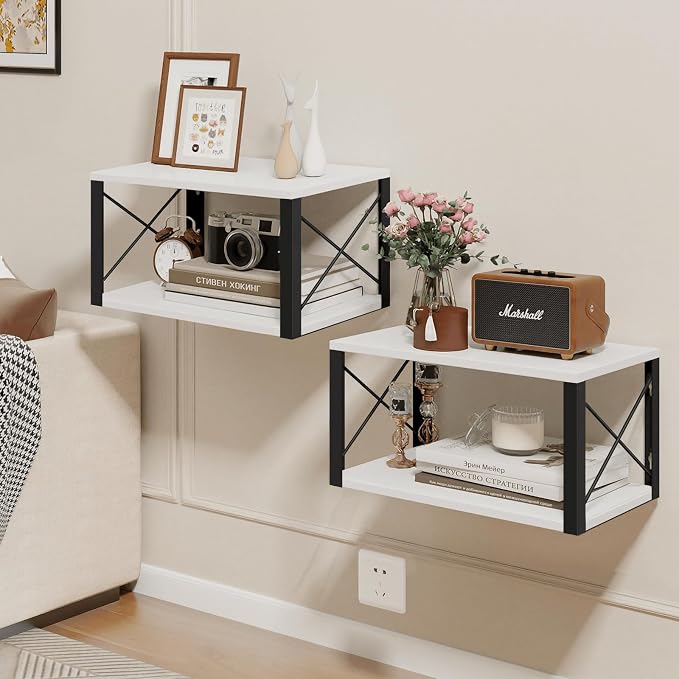 Floating Night Stand, Modern Bedside Shelf Wall Mount, Floating Side Table - Image 4