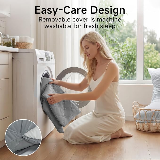 BEDELITE Cooling Body Pillow, Memory Foam Filled, Light Grey, 20x54 Inches | - Image 7